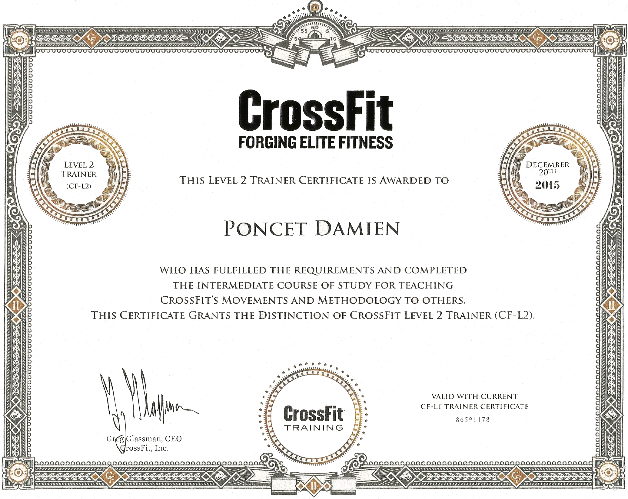 Damien Poncet CrossFit Trainer Level 2